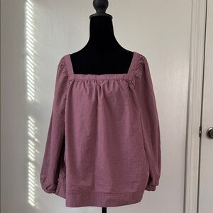 J.Crew Pink Gingham Square Neck Peasant Blouse Cottagecore Cotton XL